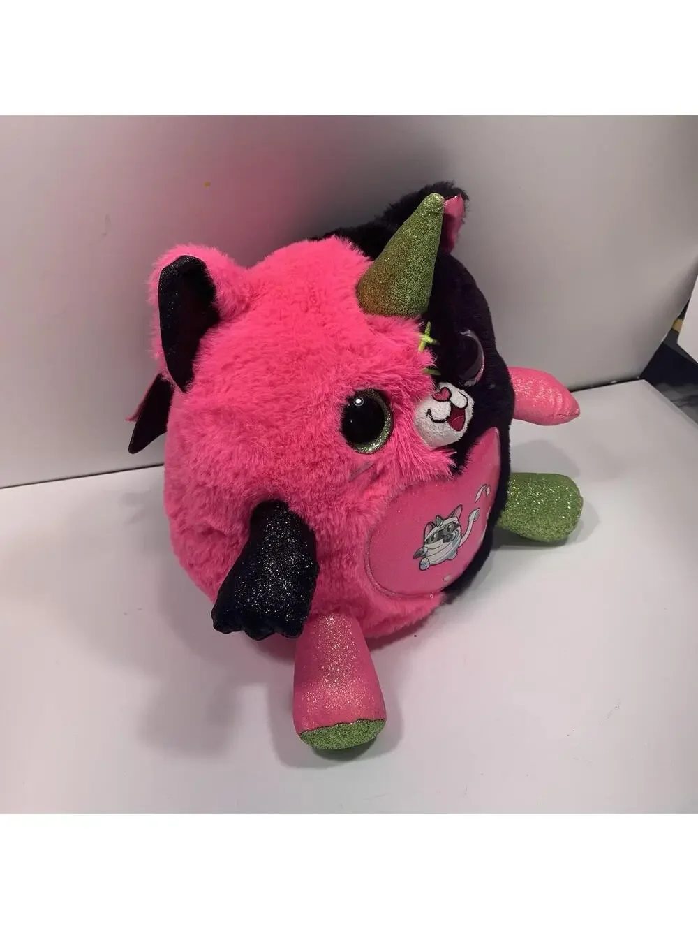 Rainbocorns Kittycorn Black & Pink Green Glitter Halloween Mummy Plush 9